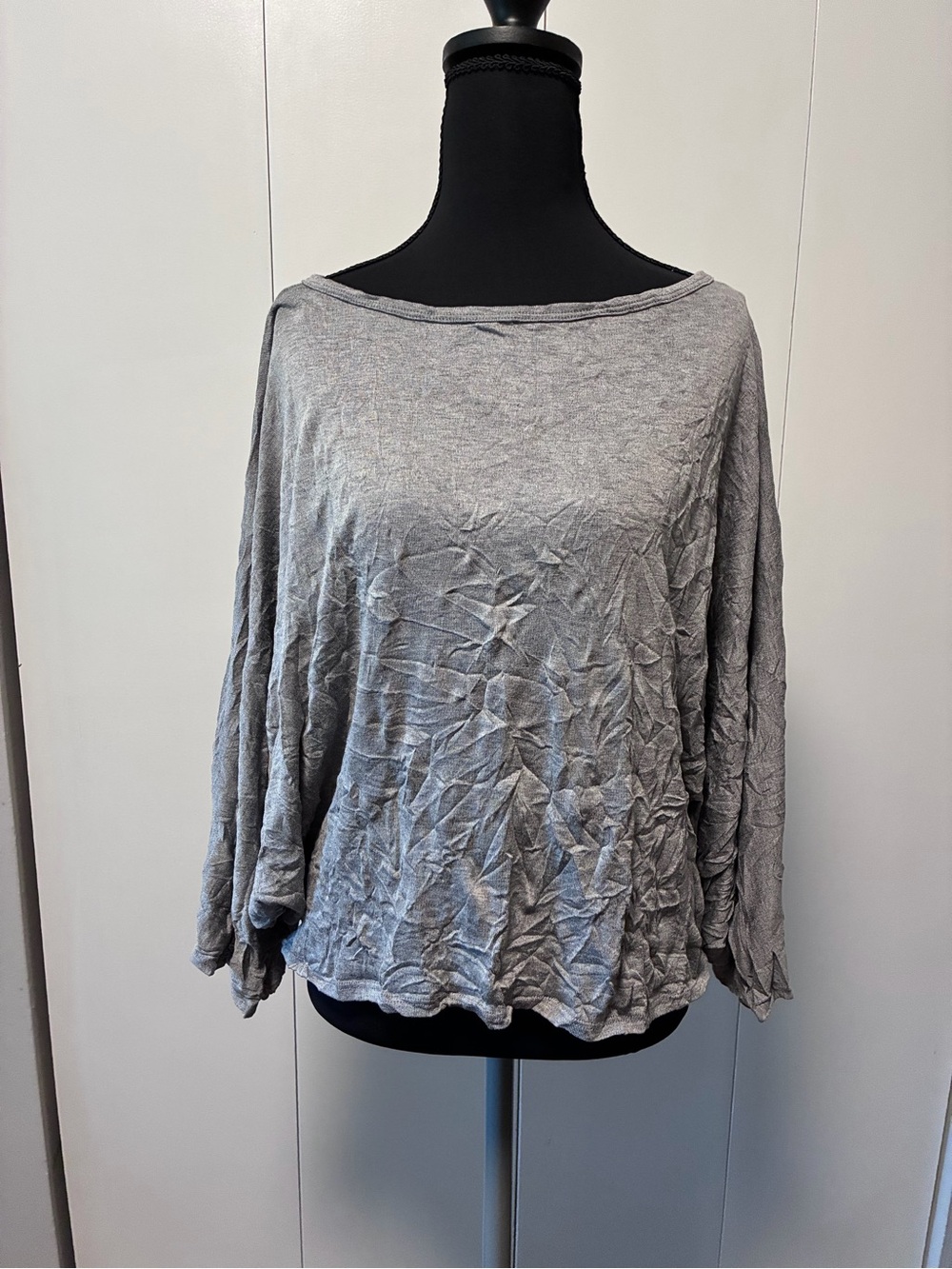 Comfy Brand Relaxed Grey Boatneck Long-Sleeve Topper/Shrug